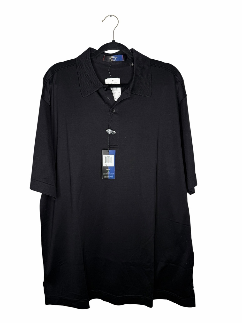 CALLAWAY / black classic short sleeve 3 button cotton golf polo shirt / XL NWT